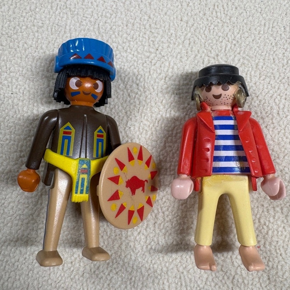 Vintage 1974 Playmobil Geobra Figures Native American & Pirate Sailor Lot of 2